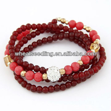 2013 Succinct Multilayer Bead Bracelet With Glitter Rhinestone12011418